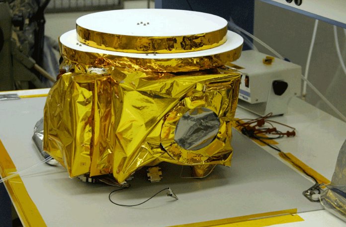 A Ralph/LEISA-family instrument wrapped in gold thermal insulation